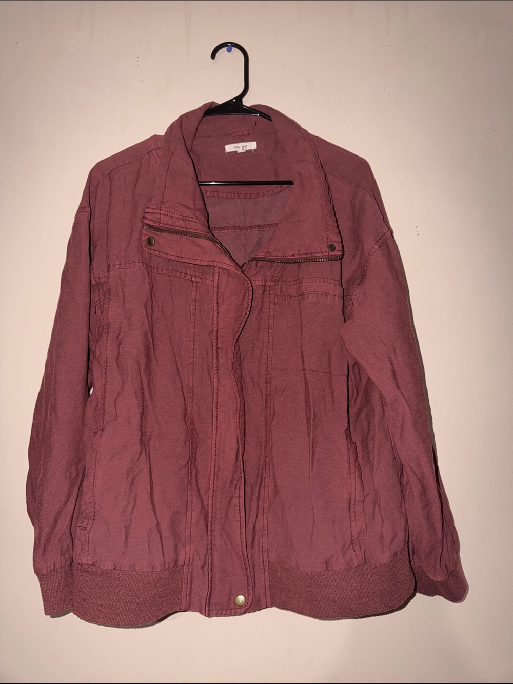 Maurices Dusty Rose Utility Jacket with Snap & Zip